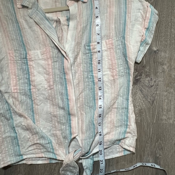 Anthropologie Cloth and Stone Linen Blend Front Tie Shirt- XS - Picture 5 of 8